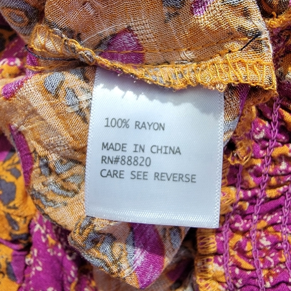 NWOT Rachel Roy Orange Purple Cropped Ruched Waist Tie Long Sleeve Blouse M - Picture 8 of 10